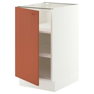 SEKTION Armoire inférieure avec tablettes, blanc/Terrsjö motif cannelé brun-rouge, 18x24x30 "