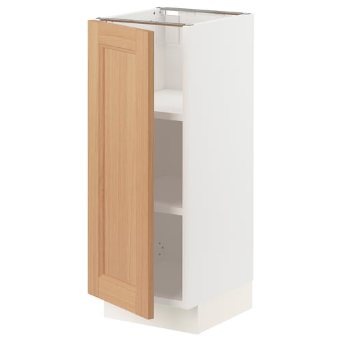 SEKTION Armoire inférieure avec tablettes, blanc/Vedhamn chêne, 12x15x30 "