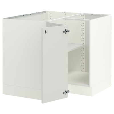 SEKTION Armoire inférieure d'angle+tablette, blanc/Aspudden gris clair, 38x24x30 "