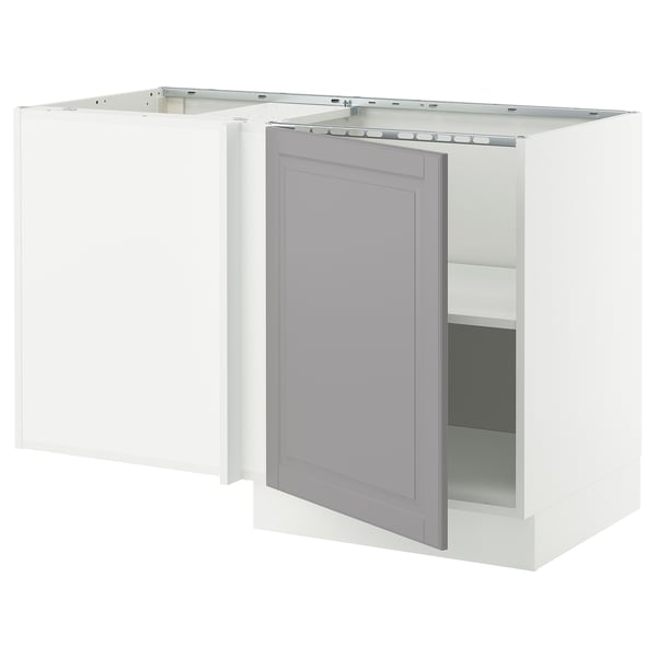SEKTION Armoire inférieure d'angle+tablette, blanc/Bodbyn gris, 50x24x30 "
