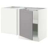 SEKTION Armoire inférieure d'angle+tablette, blanc/Bodbyn gris, 50x24x30 "