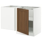 SEKTION Armoire inférieure d'angle+tablette, blanc/Enköping effet noyer foncé, 50x24x30 "