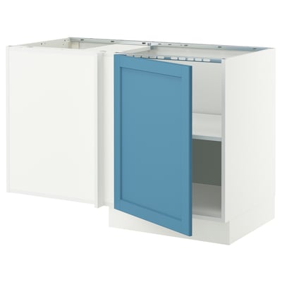 SEKTION Armoire inférieure d'angle+tablette, blanc/Lerhyttan bleu, 50x24x30 "