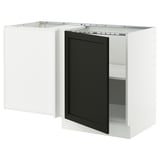 SEKTION Armoire inférieure d'angle+tablette, blanc/Lerhyttan teinté noir, 50x24x30 "