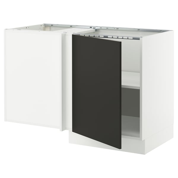 SEKTION Armoire inférieure d'angle+tablette, blanc/Nickebo anthracite mat, 50x24x30 "