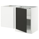 SEKTION Armoire inférieure d'angle+tablette, blanc/Nickebo anthracite mat, 50x24x30 "