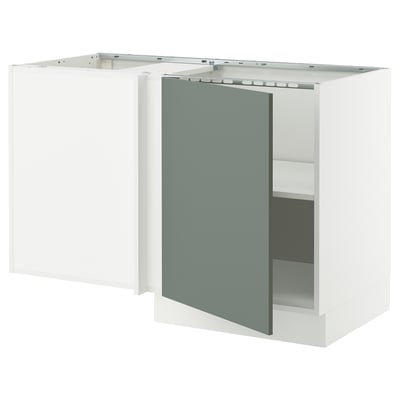 SEKTION Armoire inférieure d'angle+tablette, blanc/Nickebo gris -vert mat, 50x24x30 "