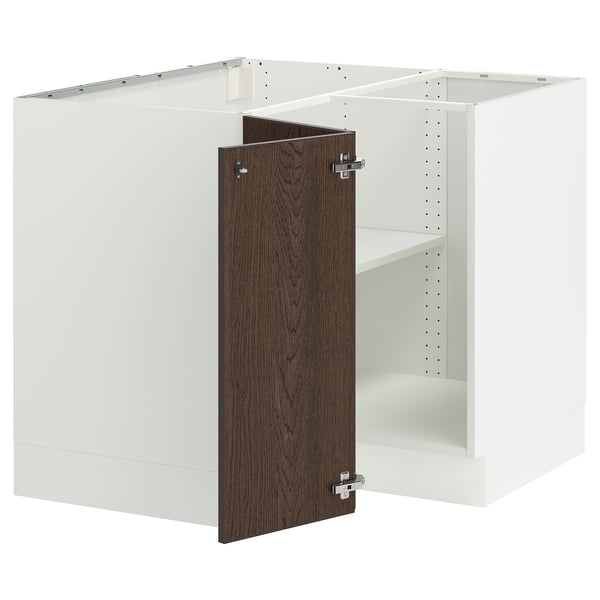 SEKTION Armoire inférieure d'angle+tablette, blanc/Sinarp brun, 38x24x30 "