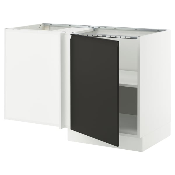 SEKTION Armoire inférieure d'angle+tablette, blanc/Upplöv anthracite mat, 50x24x30 "