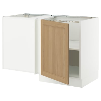 SEKTION Armoire inférieure d'angle+tablette, blanc/Vedhamn chêne, 50x24x30 "