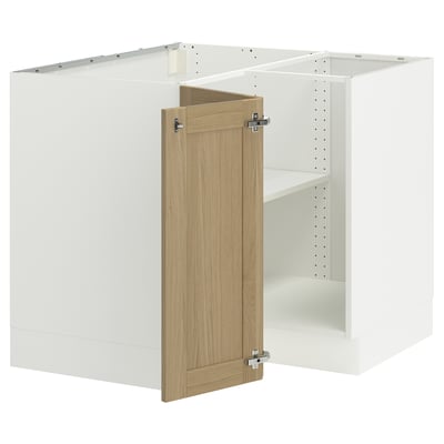 SEKTION Armoire inférieure d'angle+tablette, blanc/Vedhamn chêne, 38x24x30 "