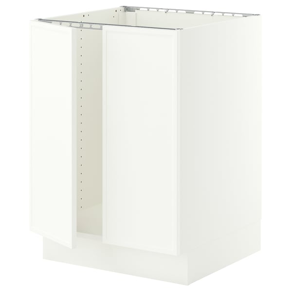 SEKTION Armoire inférieure évier 2 ptes, blanc/Aspudden blanc mat, 24x24x30 "