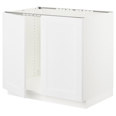 SEKTION Armoire inférieure évier 2 ptes, blanc/Axstad blanc mat, 36x24x30 "