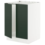 SEKTION Armoire inférieure évier 2 ptes, blanc/Havstorp vert profond, 24x24x30 "
