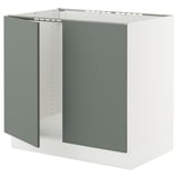 SEKTION Armoire inférieure évier 2 ptes, blanc/Nickebo gris -vert mat, 36x24x30 "