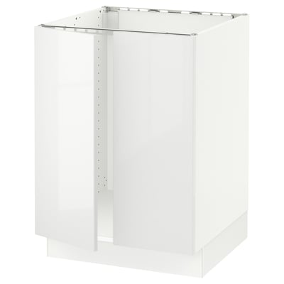 SEKTION Armoire inférieure évier 2 ptes, blanc/Ringhult blanc, 24x24x30 "