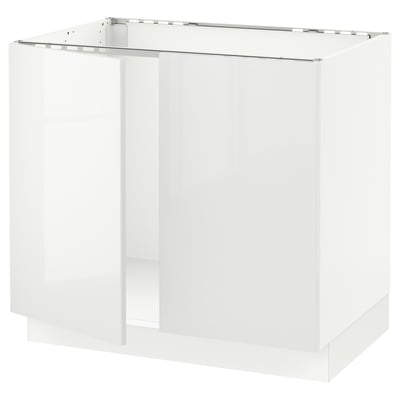 SEKTION Armoire inférieure évier 2 ptes, blanc/Ringhult blanc, 36x24x30 "
