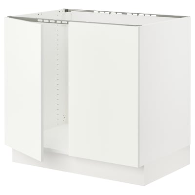 SEKTION Armoire inférieure évier 2 ptes, blanc/Vallstena blanc, 36x24x30 "