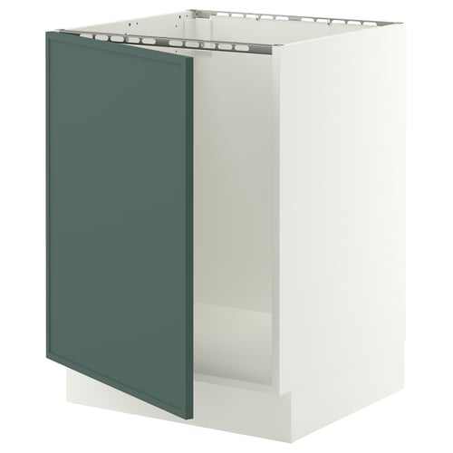 SEKTION Armoire inférieure évier, blanc/Aspudden gris-vert foncé, 24x24x30 "