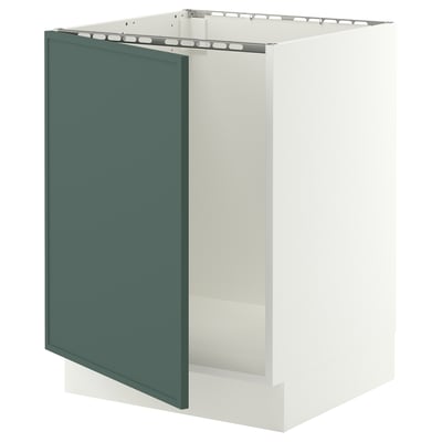 SEKTION Armoire inférieure évier, blanc/Aspudden gris-vert foncé, 24x24x30 "