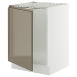 SEKTION Armoire inférieure évier, blanc/Voxtorp gris-brun foncé ultrabrillant, 24x24x30 "