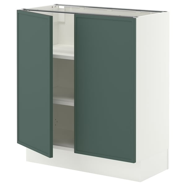 SEKTION Armoire inférieure tablette/2portes, blanc/Aspudden gris-vert foncé, 30x15x30 "