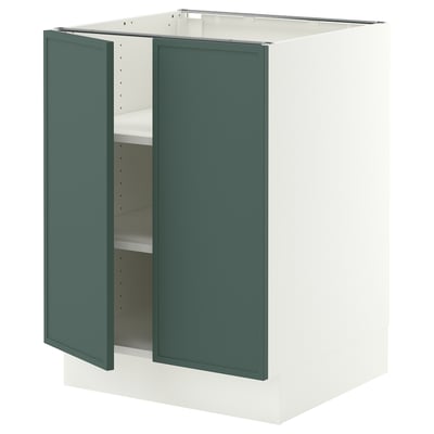 SEKTION Armoire inférieure tablette/2portes, blanc/Aspudden gris-vert foncé, 24x24x30 "