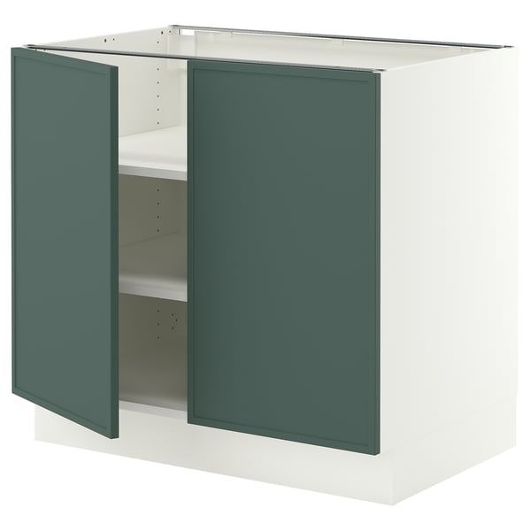 SEKTION Armoire inférieure tablette/2portes, blanc/Aspudden gris-vert foncé, 36x24x30 "