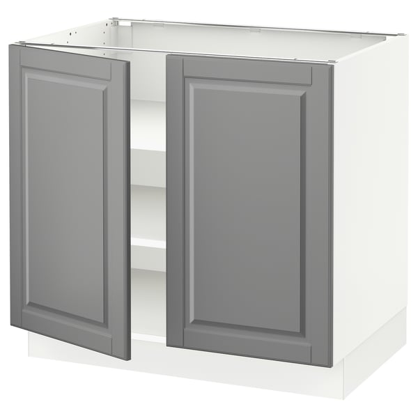 SEKTION Armoire inférieure tablette/2portes, blanc/Bodbyn gris, 36x24x30 "
