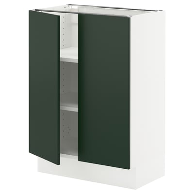 SEKTION Armoire inférieure tablette/2portes, blanc/Havstorp vert profond, 24x15x30 "