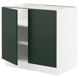 SEKTION Armoire inférieure tablette/2portes, blanc/Havstorp vert profond, 36x24x30 "