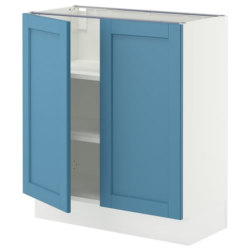 SEKTION Armoire inférieure tablette/2portes, blanc/Lerhyttan bleu, 30x15x30 "
