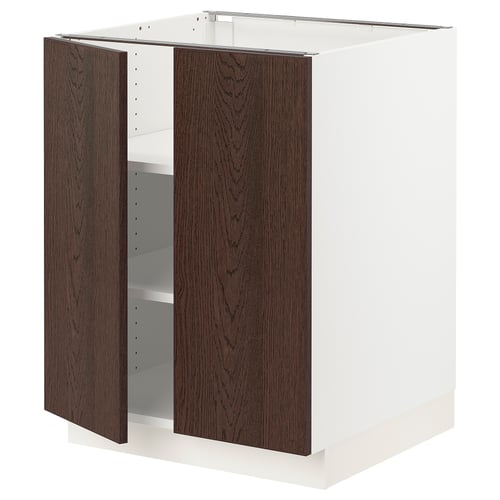 SEKTION Armoire inférieure tablette/2portes, blanc/Sinarp brun, 24x24x30 "
