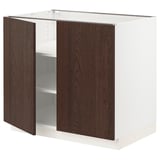 SEKTION Armoire inférieure tablette/2portes, blanc/Sinarp brun, 36x24x30 "