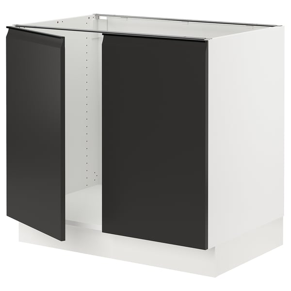 SEKTION Armoire inférieure tablette/2portes, blanc/Upplöv anthracite mat, 36x24x30 "