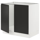 SEKTION Armoire inférieure tablette/2portes, blanc/Upplöv anthracite mat, 36x24x30 "