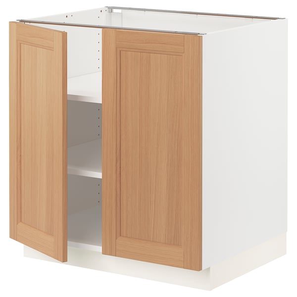 SEKTION Armoire inférieure tablette/2portes, blanc/Vedhamn chêne, 30x24x30 "