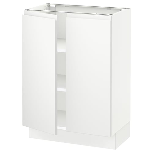 SEKTION Armoire inférieure tablette/2portes, blanc/Voxtorp blanc mat, 24x15x30 "