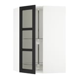SEKTION Armoire mur angle + rgt piv, blanc/Lerhyttan teinté noir, 26x15x40 "