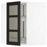 SEKTION Armoire mur angle + rgt piv, blanc/Lerhyttan teinté noir, 26x15x30 "