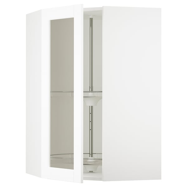 SEKTION Armoire mural angl+rgt piv/pte vitr, blanc Enköping/blanc effet bois, 26x15x40 "