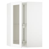 SEKTION Armoire mural angl+rgt piv/pte vitr, blanc Enköping/blanc effet bois, 26x15x40 "