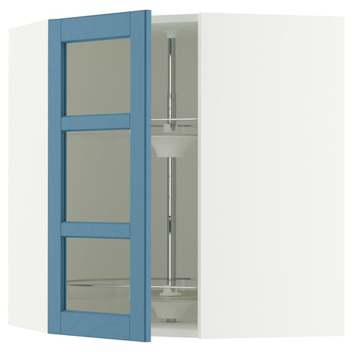 SEKTION Armoire mural angl+rgt piv/pte vitr, blanc/Lerhyttan bleu, 26x15x30 "