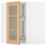 SEKTION Armoire mural angl+rgt piv/pte vitr, blanc/Vedhamn chêne, 26x15x30 "