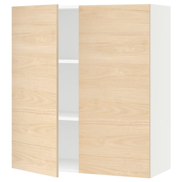 SEKTION Armoire murale 2 portes, blanc/Askersund effet frêne clair, 36x15x40 "