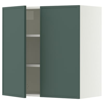 SEKTION Armoire murale 2 portes, blanc/Aspudden gris-vert foncé, 30x15x30 "