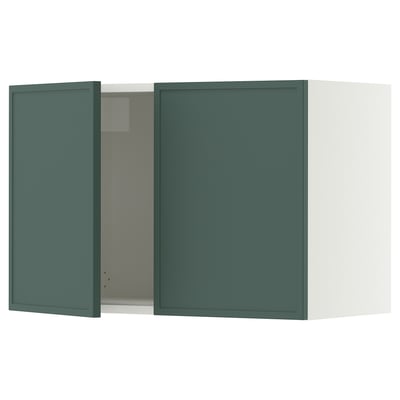 SEKTION Armoire murale 2 portes, blanc/Aspudden gris-vert foncé, 30x15x20 "
