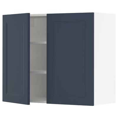 SEKTION Armoire murale 2 portes, blanc Axstad/mat bleu, 36x15x30 "
