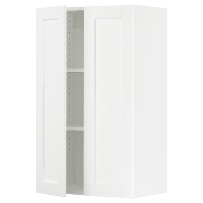 SEKTION Armoire murale 2 portes, blanc Enköping/blanc effet bois, 24x15x40 "