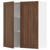 SEKTION Armoire murale 2 portes, blanc Enköping/brun effet noyer, 36x15x40 "